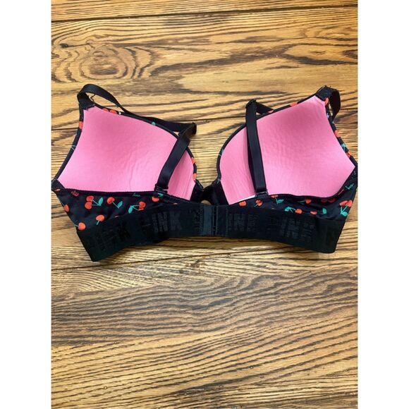 Pink Victoria secret wear everywhere push up cherry print bra size 34D - Picture 2 of 4